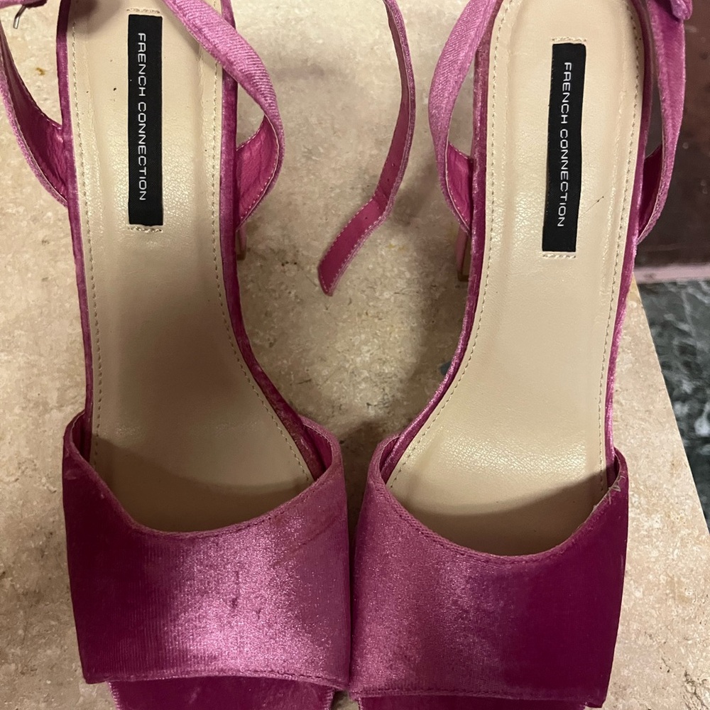 French Connection Fuchsia Velvet Heels